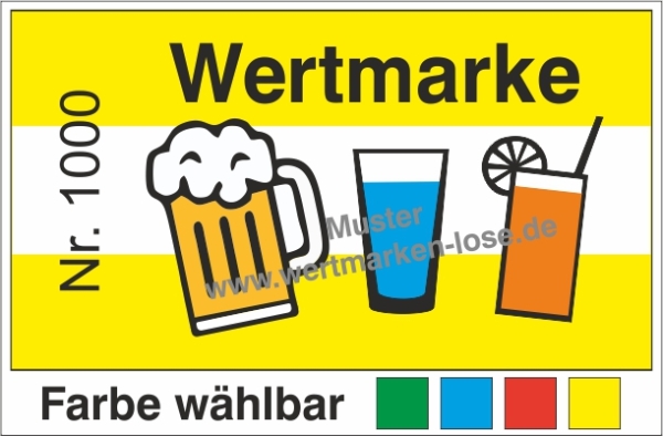 1000 Wertmarken "3 Gläser" mit Nummerierung